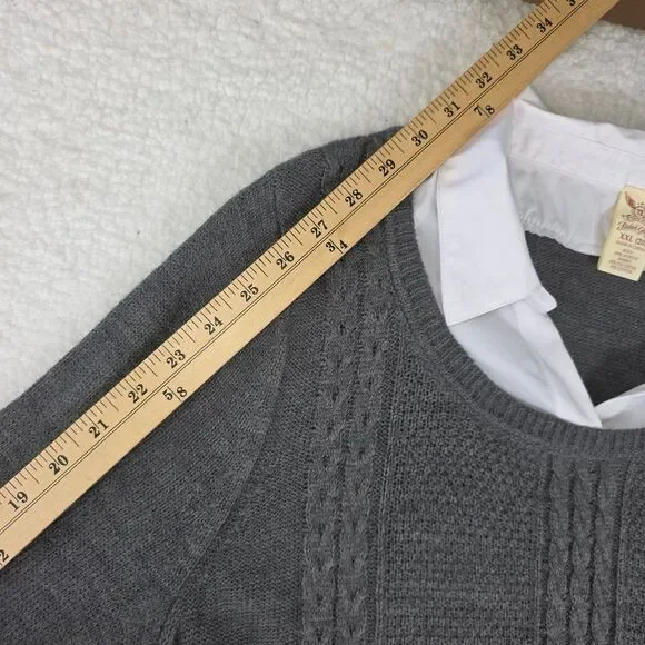 Faded Glory Women's Gray Knit Sweater with White Collared Shirt Layer Size XXL - Picture 9 of 15
